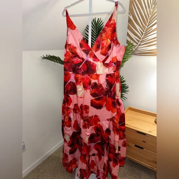 Anthropologie 20W Hutch Arden Sleeveless Tiered Floral A-Line Maxi Dress